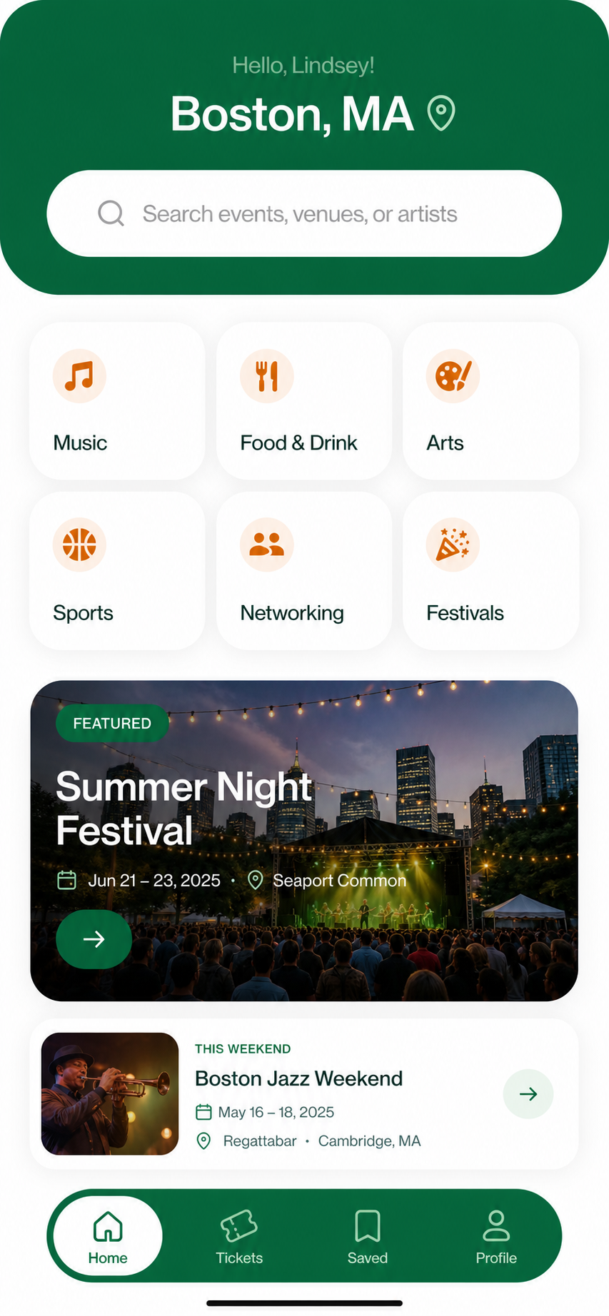 Events app screenshot
