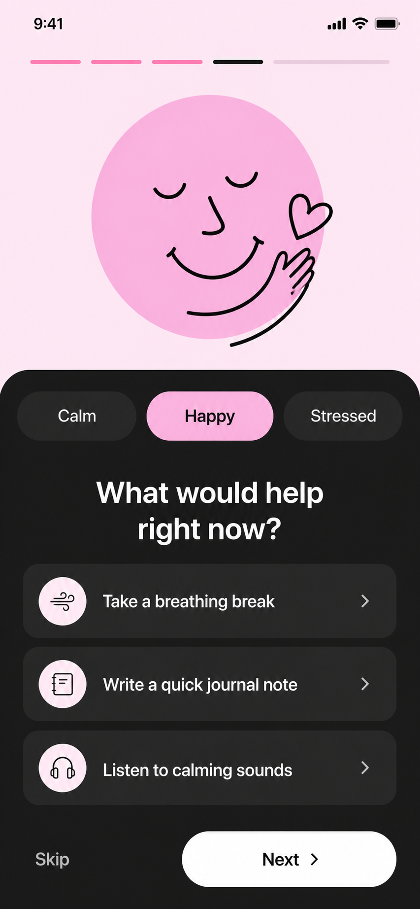 Wellness app screenshot